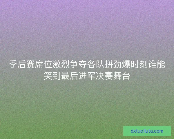 季后赛席位激烈争夺各队拼劲爆时刻谁能笑到最后进军决赛舞台