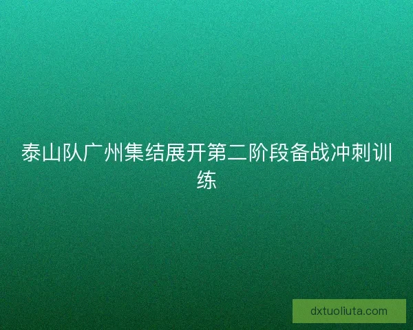 泰山队广州集结展开第二阶段备战冲刺训练