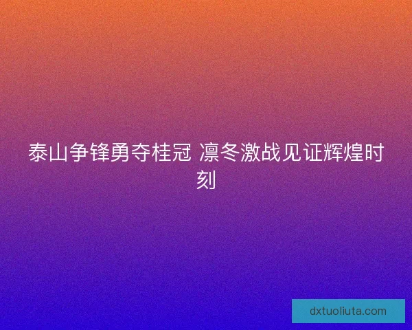 泰山争锋勇夺桂冠 凛冬激战见证辉煌时刻